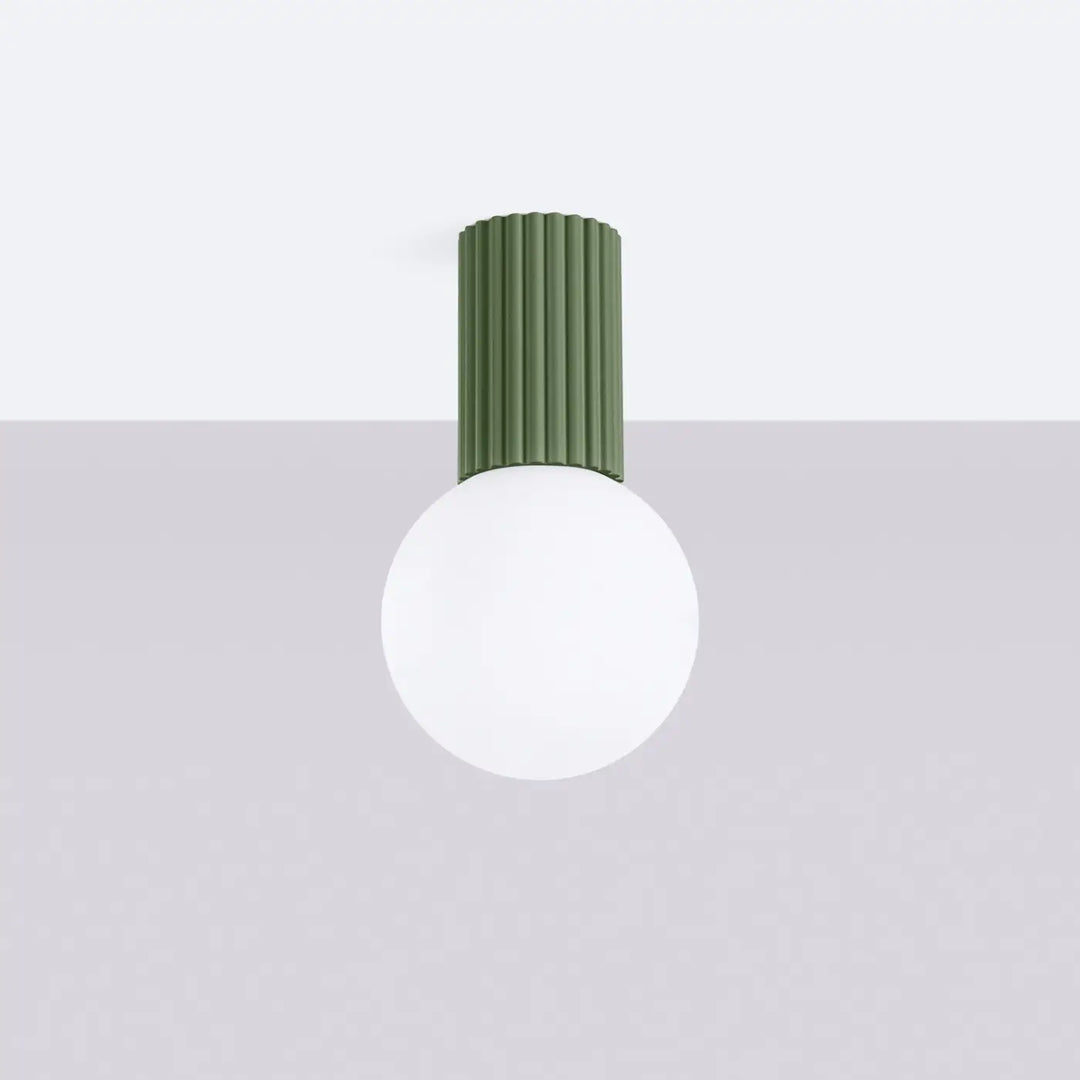 Luminaire Plafonnier vert olive éteinte, vue rapprochée