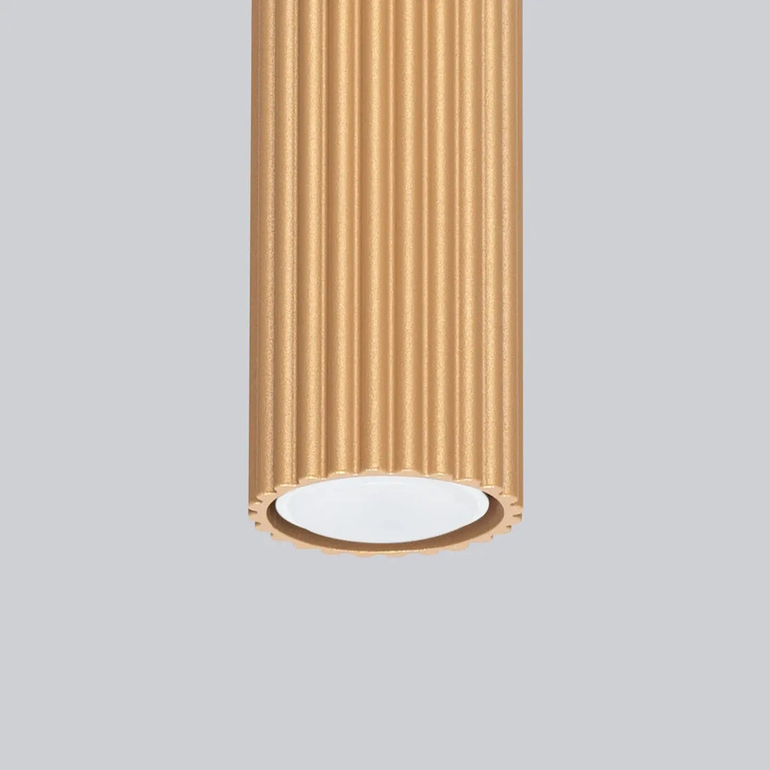 Plafonnier karbon allie design minimaliste avec ampoules gu10 interchangeables finition or cylindrique avec diffuseur blanc
