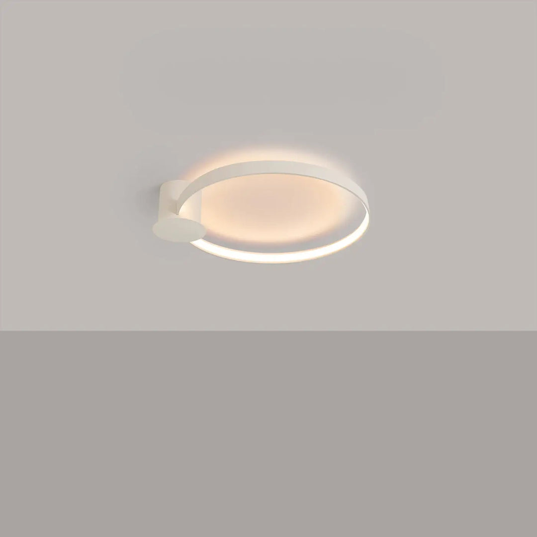 Plafonnier anneau RIO beige allumée, au plafond