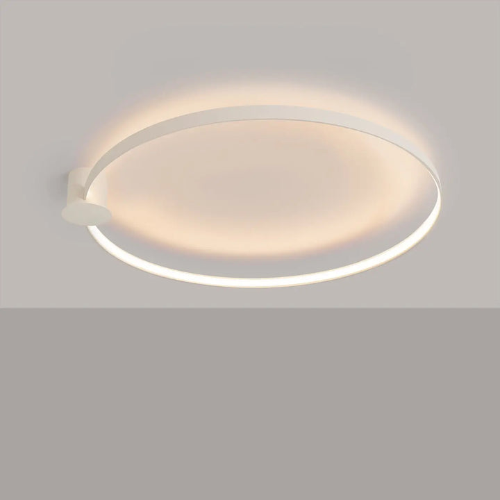 Plafonnier anneau RIO beige allumée, au plafond