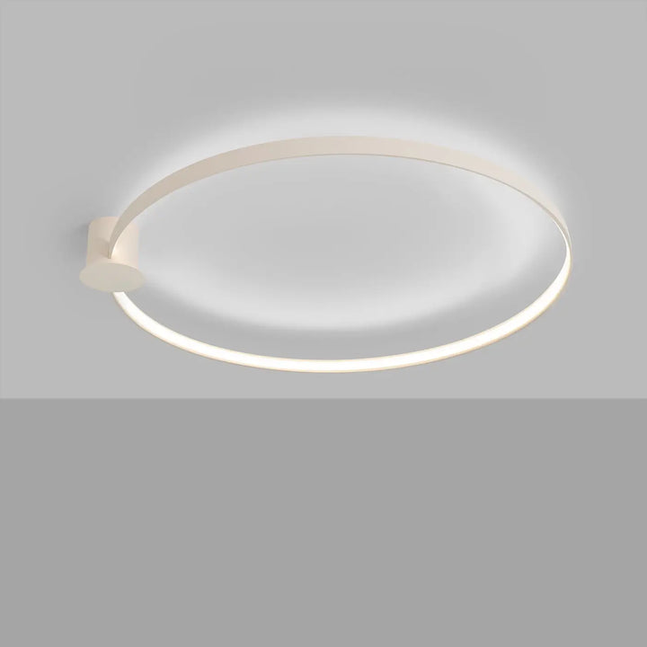Plafonnier anneau RIO beige allumée, au plafond