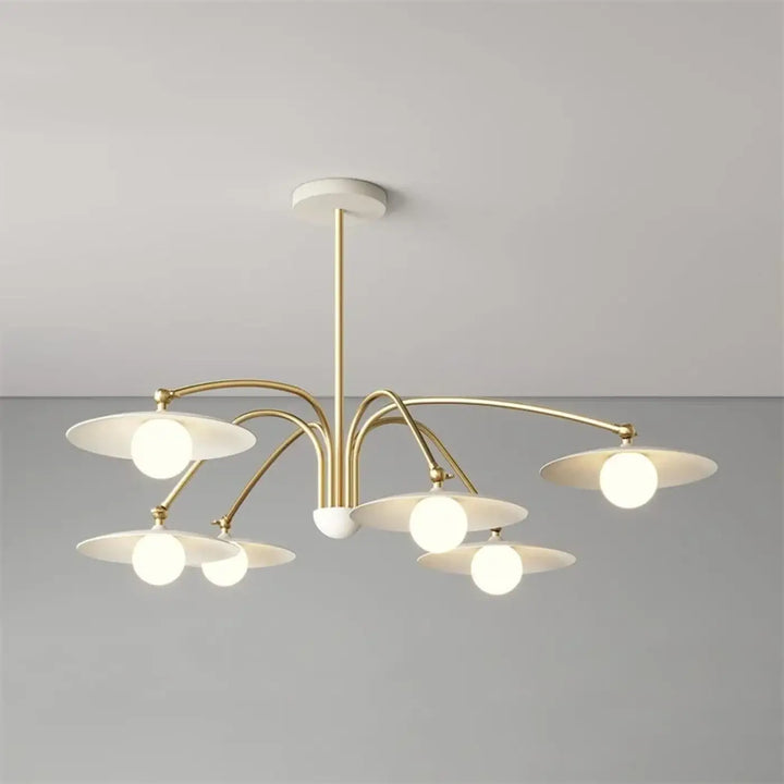 Plafonnier led art déco blanc et doré à bras pivotants