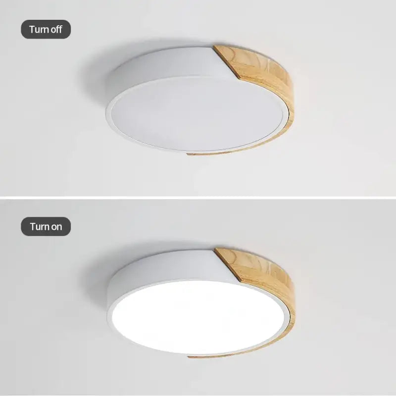 Plafonnier led blanc style scandinave élégant bois clair