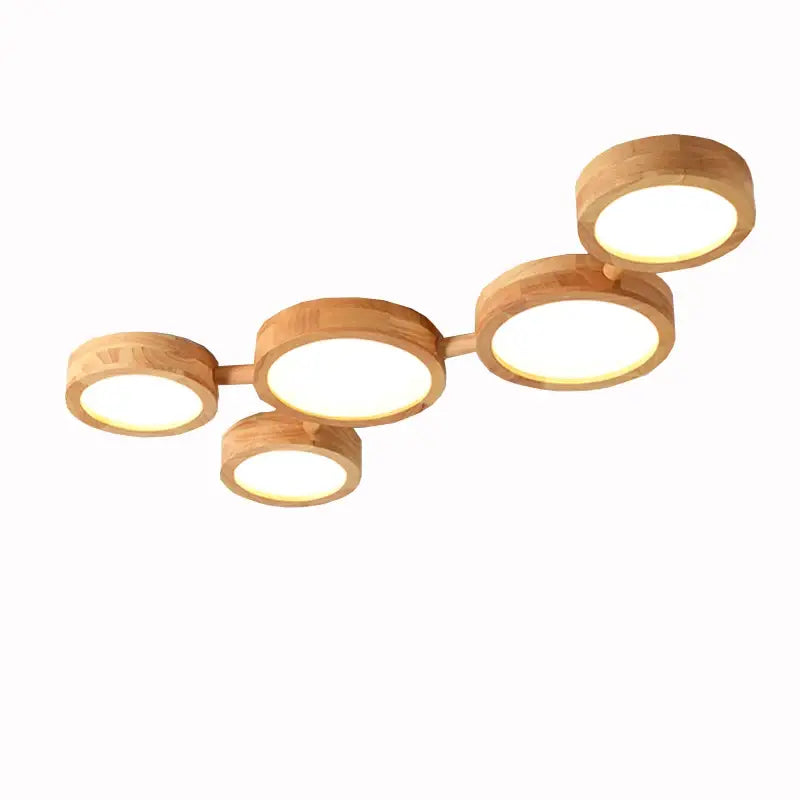 Plafonnier led en bois au style scandinave multi spot moderne