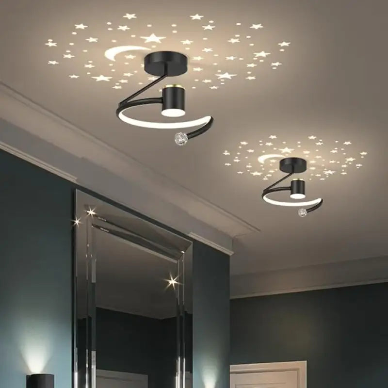 Plafonnier led décoratif lune et étoiles design moderne