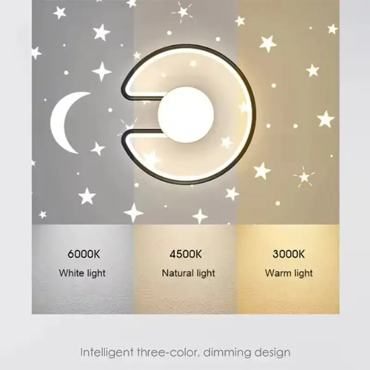 Plafonnier led design moderne noir et doré avec globe