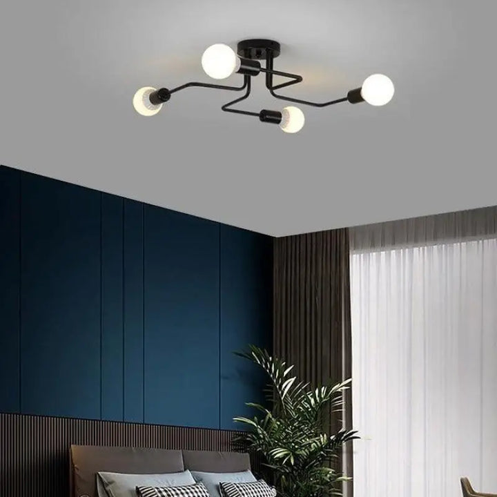 Plafonnier LED Design Noir à Bras Déstructurés
