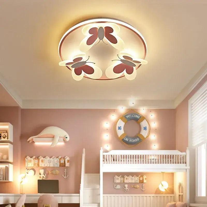 Kids ceiling lamp Butterfly Decorative pink ceiling light Study Children Room Kid Salon Creative Lamps Indoor girl