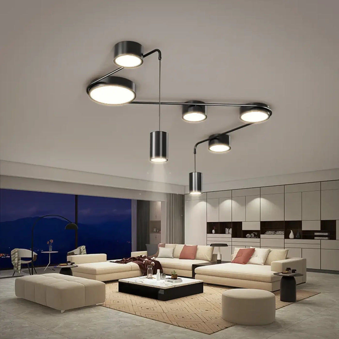 Suspension luminaire yalmi en métal noir moderne avec bras angulaires et ampoules led pour chambre à coucher 90-260v