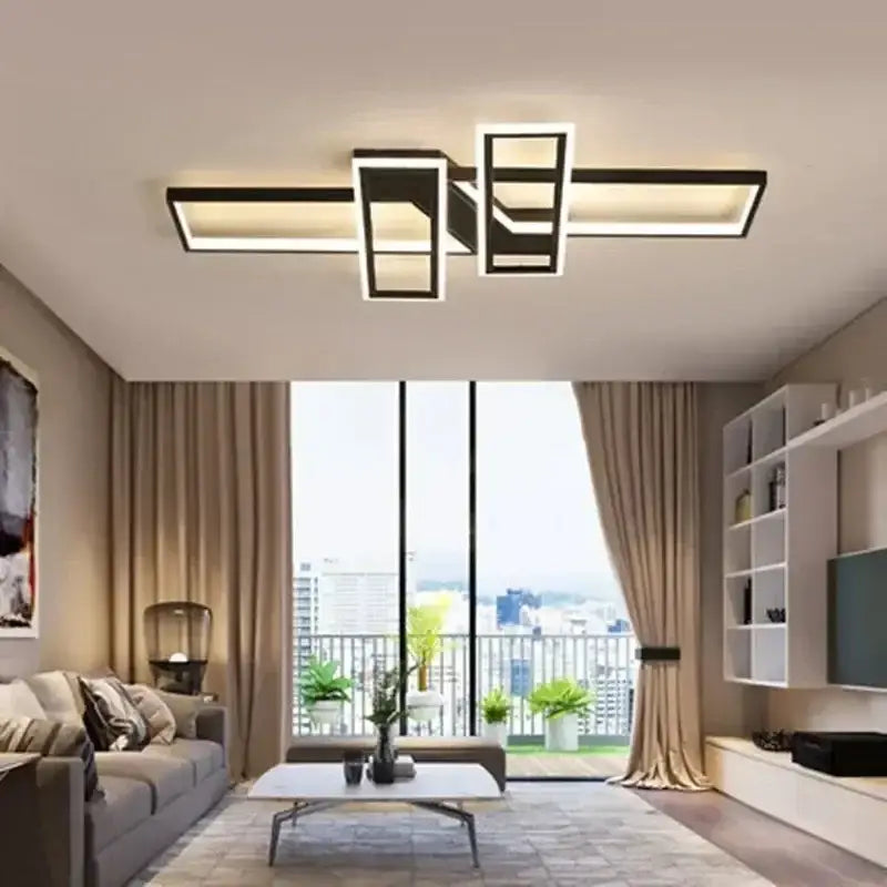 Plafonnier LED géométrique rectangulaire au style moderne minimaliste

