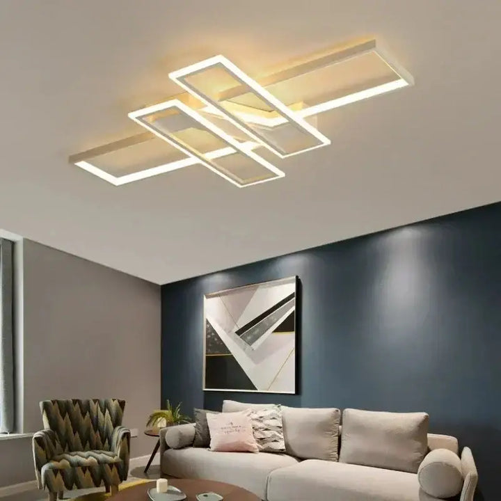 Plafonnier LED géométrique rectangulaire au style moderne minimaliste


