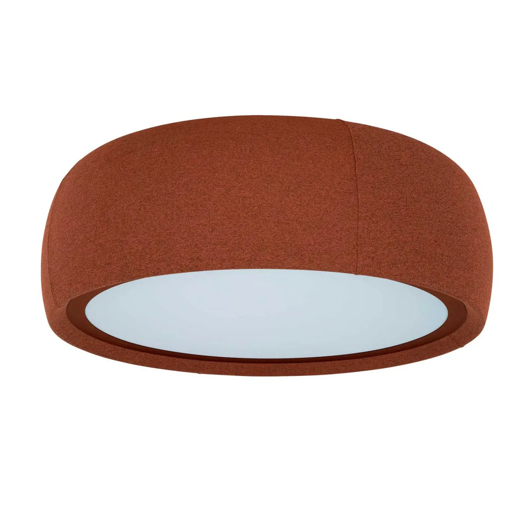 Plafonnier Gong rond en tissu terracotta #couleur_orange