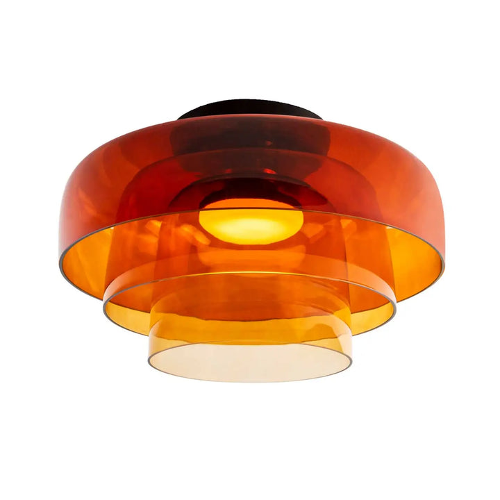 Plafonnier Levels 3 en verre ambré sur base noire