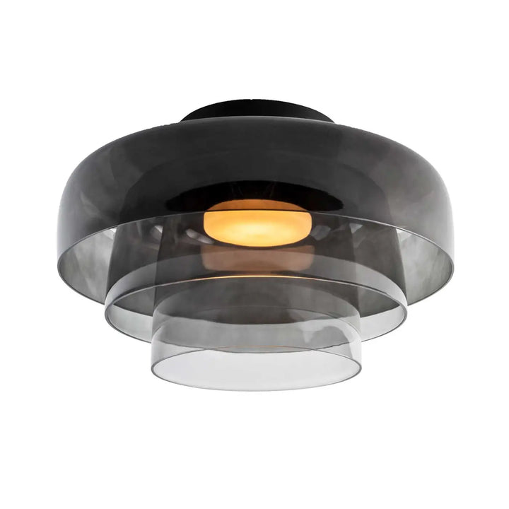 Plafonnier Levels 3 en verre fumé sur base noire