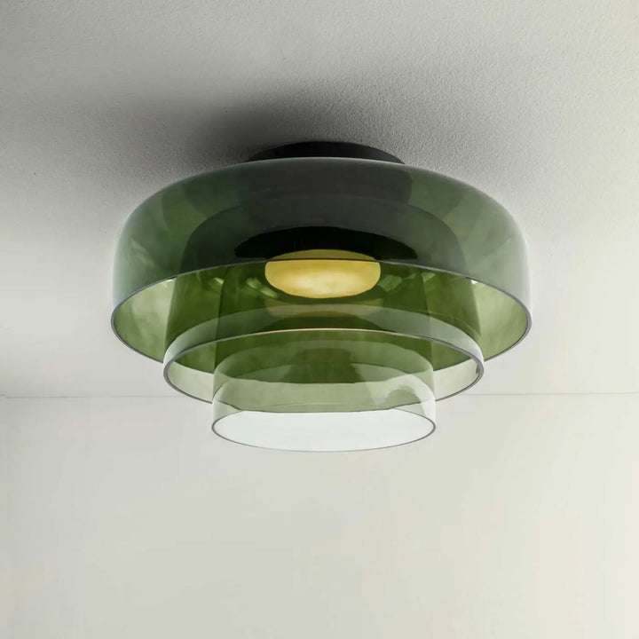 Plafonnier Levels 3 LED à trois volumes en verre vert