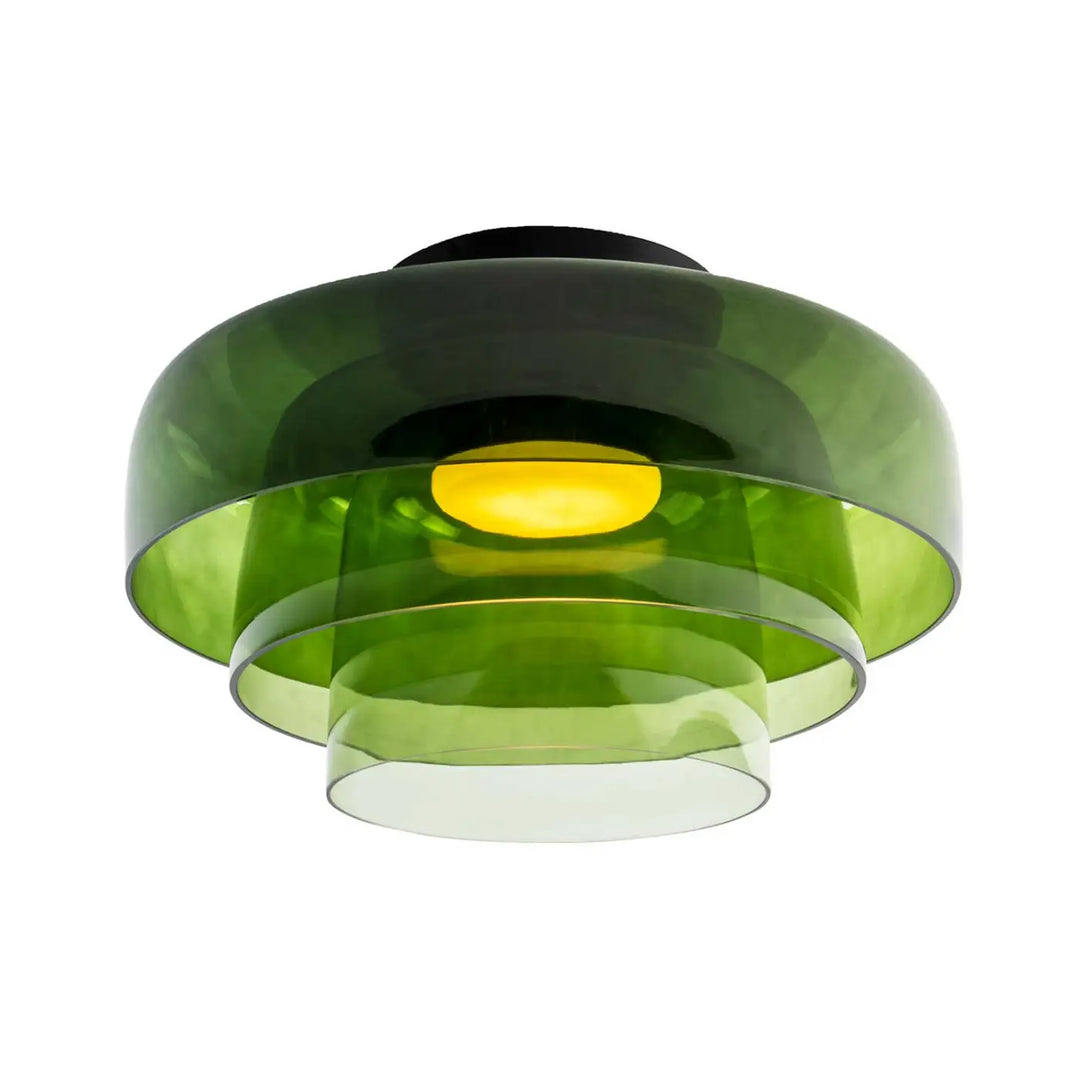 Plafonnier Levels 3 en verre vert sur base noire #couleur_vert