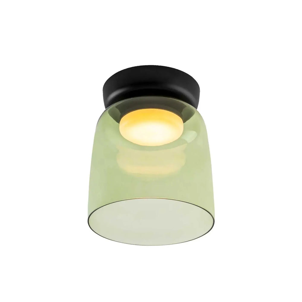 Plafonnier Levels en verre vert et acier noir
