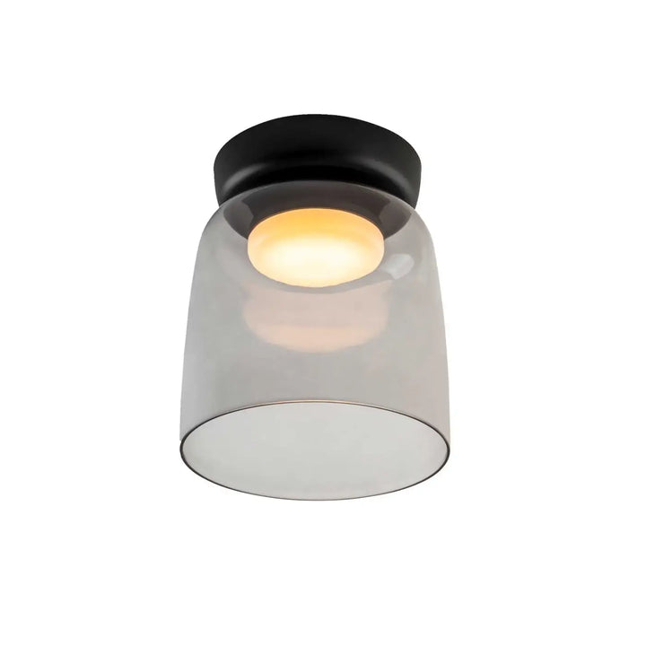 Plafonnier Levels en verre fumé et acier noir #couleur_gris