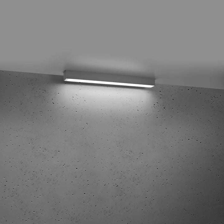 Plafonnier linéaire PINNE gris allumée, au plafond