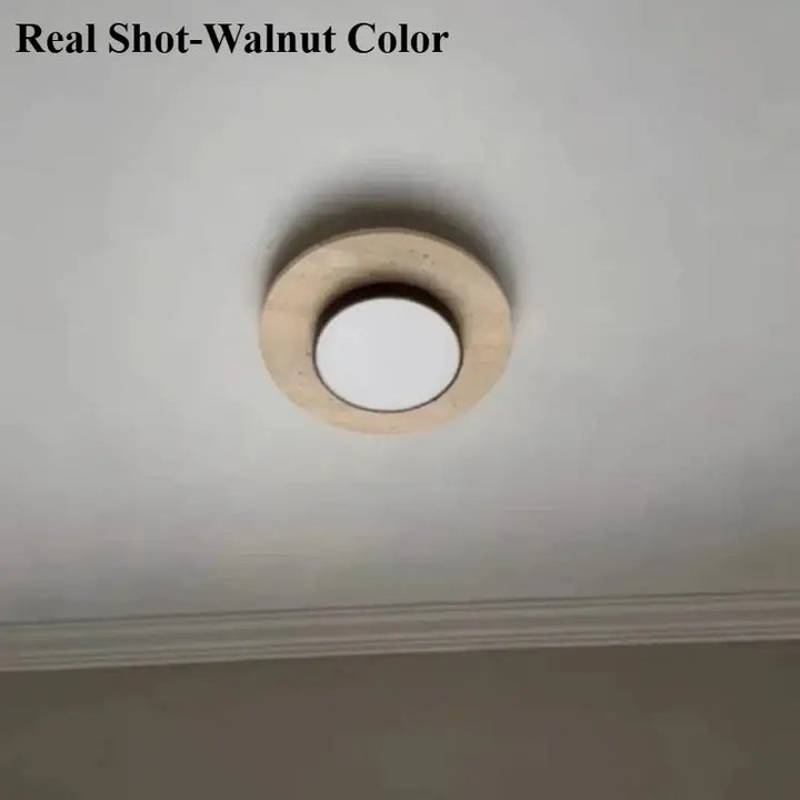 Plafonnier led moderne en bois de noyer et pierre