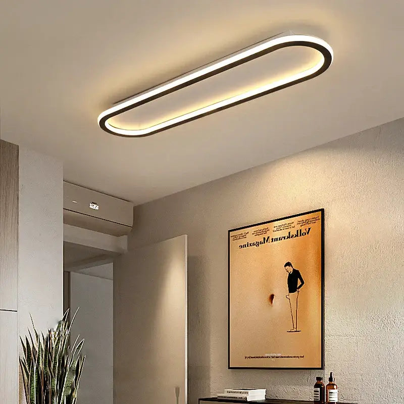 Plafonnier led ovale design minimaliste moderne noir épuré