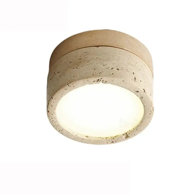 Plafonnier led en pierre et bois naturel design authentique