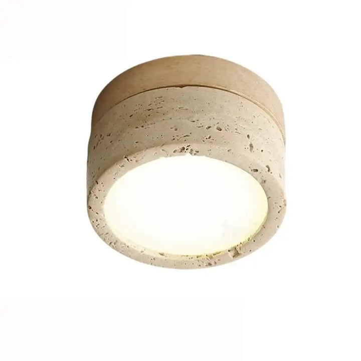Plafonnier led en pierre et bois naturel design authentique