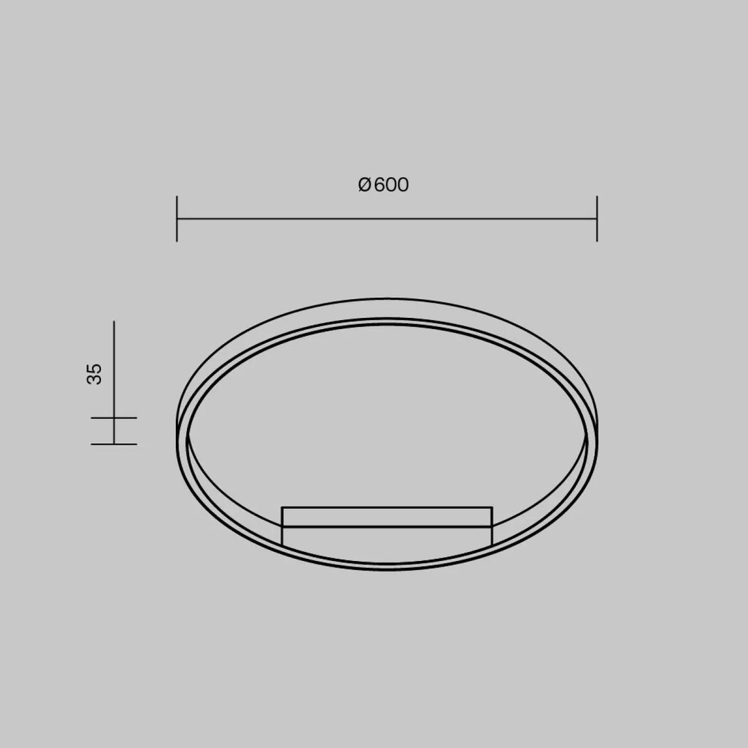 Plafonnier rim led anneau fin circulaire minimaliste 600mm diamètre 35mm hauteur design moderne