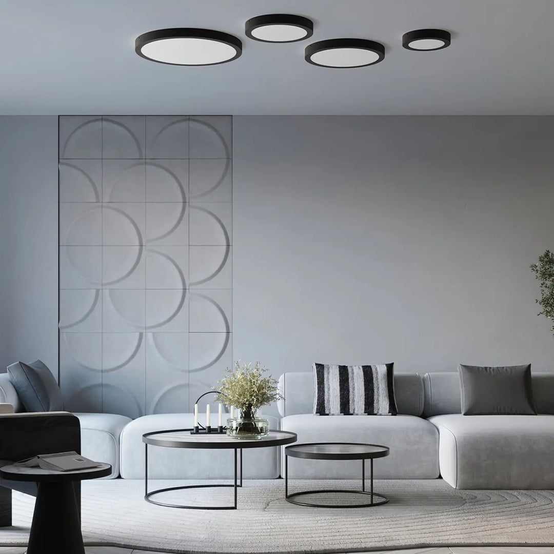 Luminaire plafonnier noir dans un salon