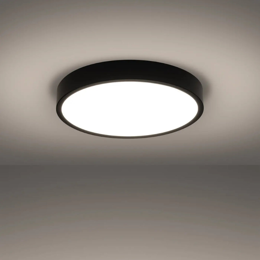 Luminaire plafonnier noir allumé