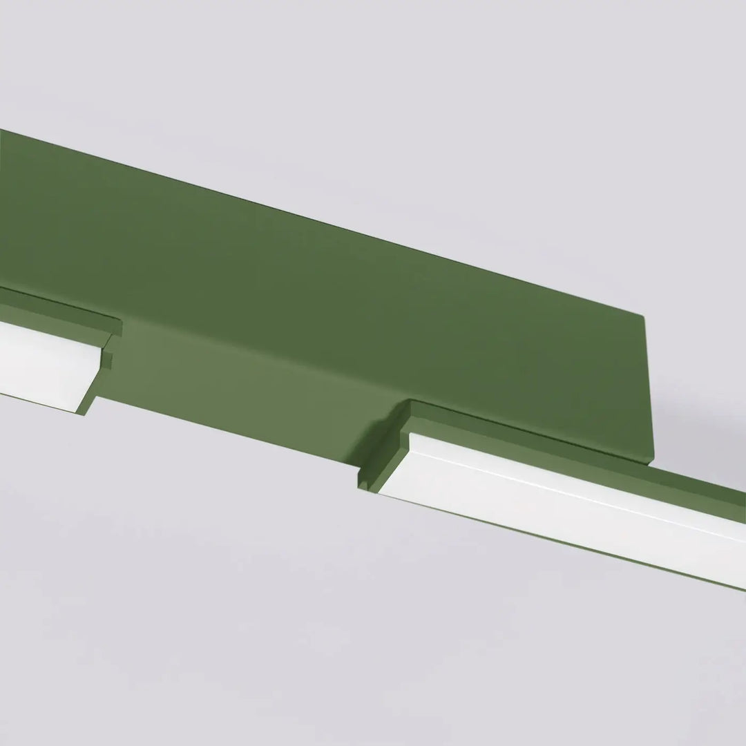 Luminaire plafonnier lagom 3000k vert olive avec panneaux diffuseurs blancs intégré design minimaliste excellente qualité