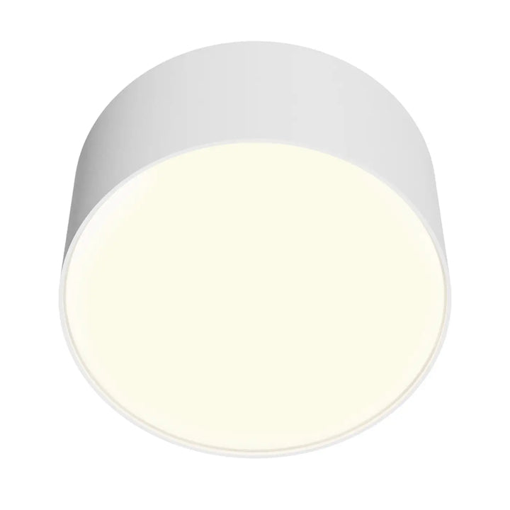 Plafonnier led zon blanc cylindrique avec finition mate et profil fin diffusant une lumière douce et minimaliste