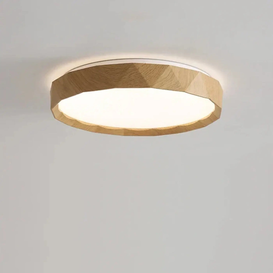 Plafonnier en métal effet bois naturel led stylé
