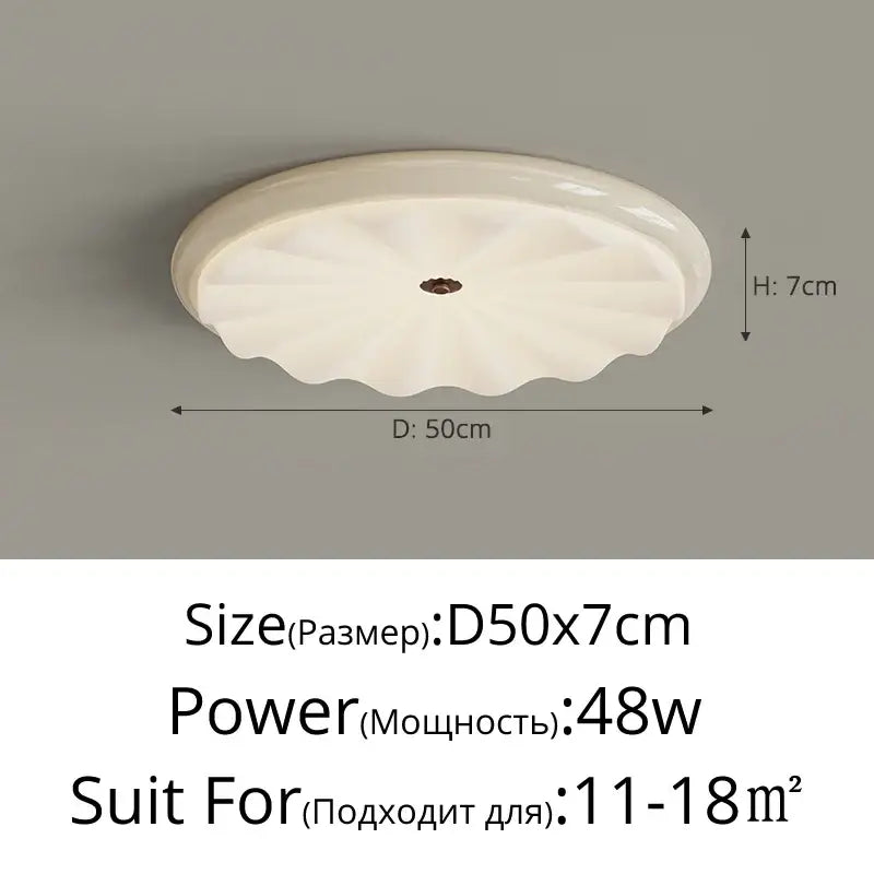 Plafonnier moderne blanc ondulé en verre luminaire led