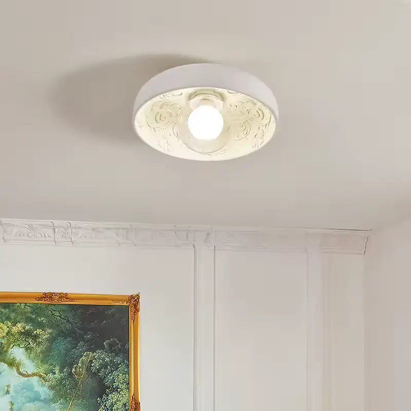 Plafonnier Moderne Design Rond Blanc Et Beige Sculpté Élégant

