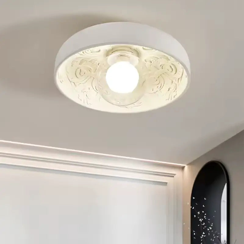 Plafonnier Moderne Design Rond Blanc Et Beige Sculpté Élégant

