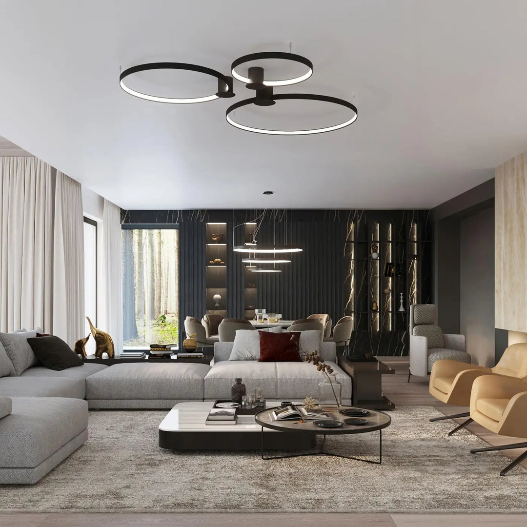 Luminaire plafonnier rio 110 noir avec modules led et design unique pour installations élégantes lampes rio