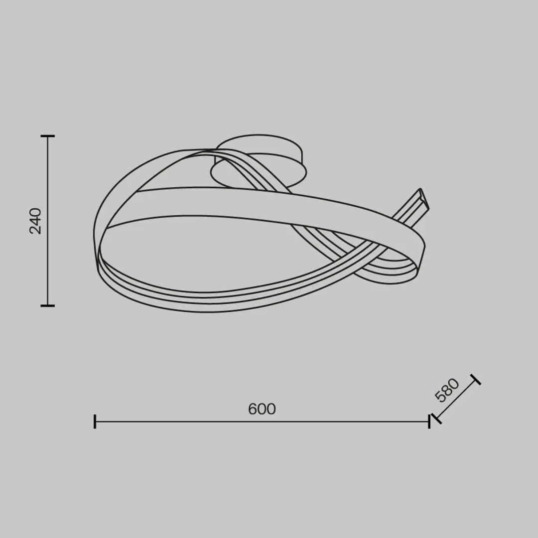 Luminaire plafonnier plons led avec bandes métalliques entrelacées dorées design vague lumineuse élégante