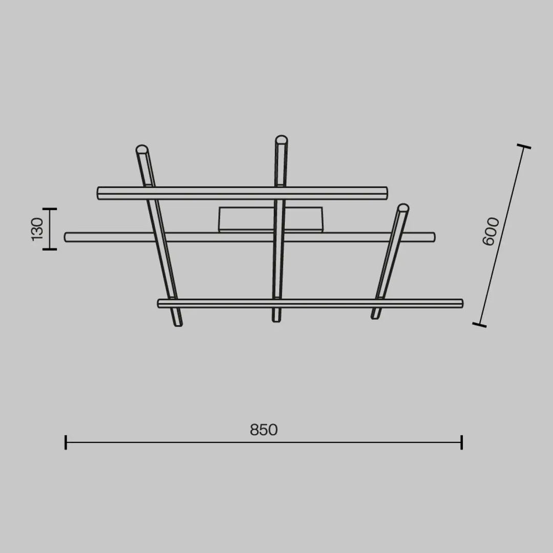 Luminaire plafonnier radiance branches dorées en métal minimaliste avec led intégrée et lignes épurées aux dimensions précises