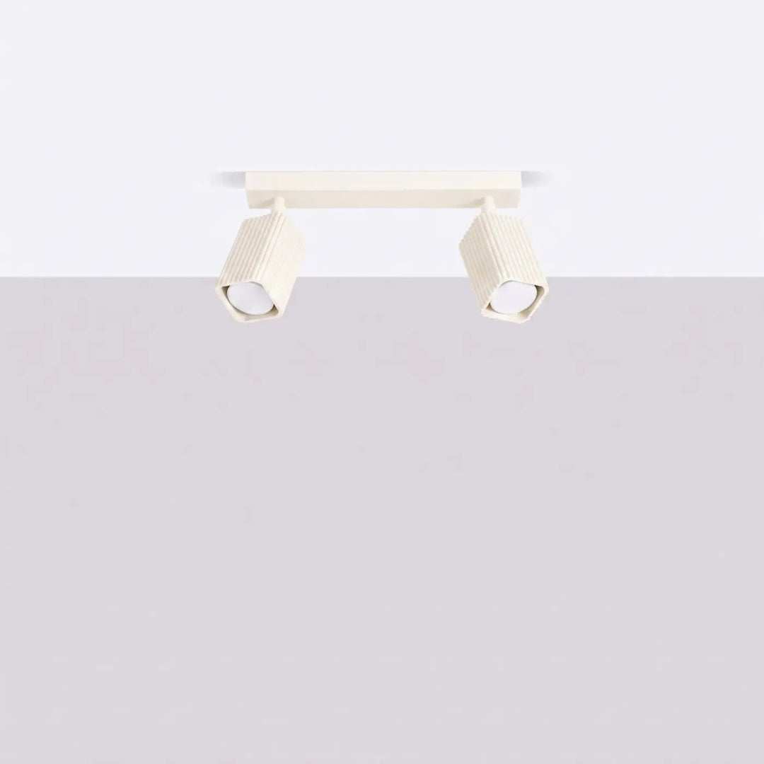 Plafonnier Rayo beige en rampe à spots orientables, éteint