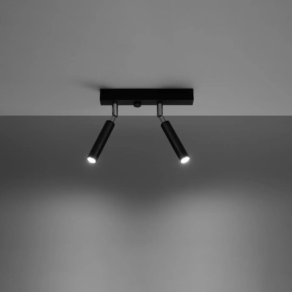 Luminaire plafonnier noir allumé