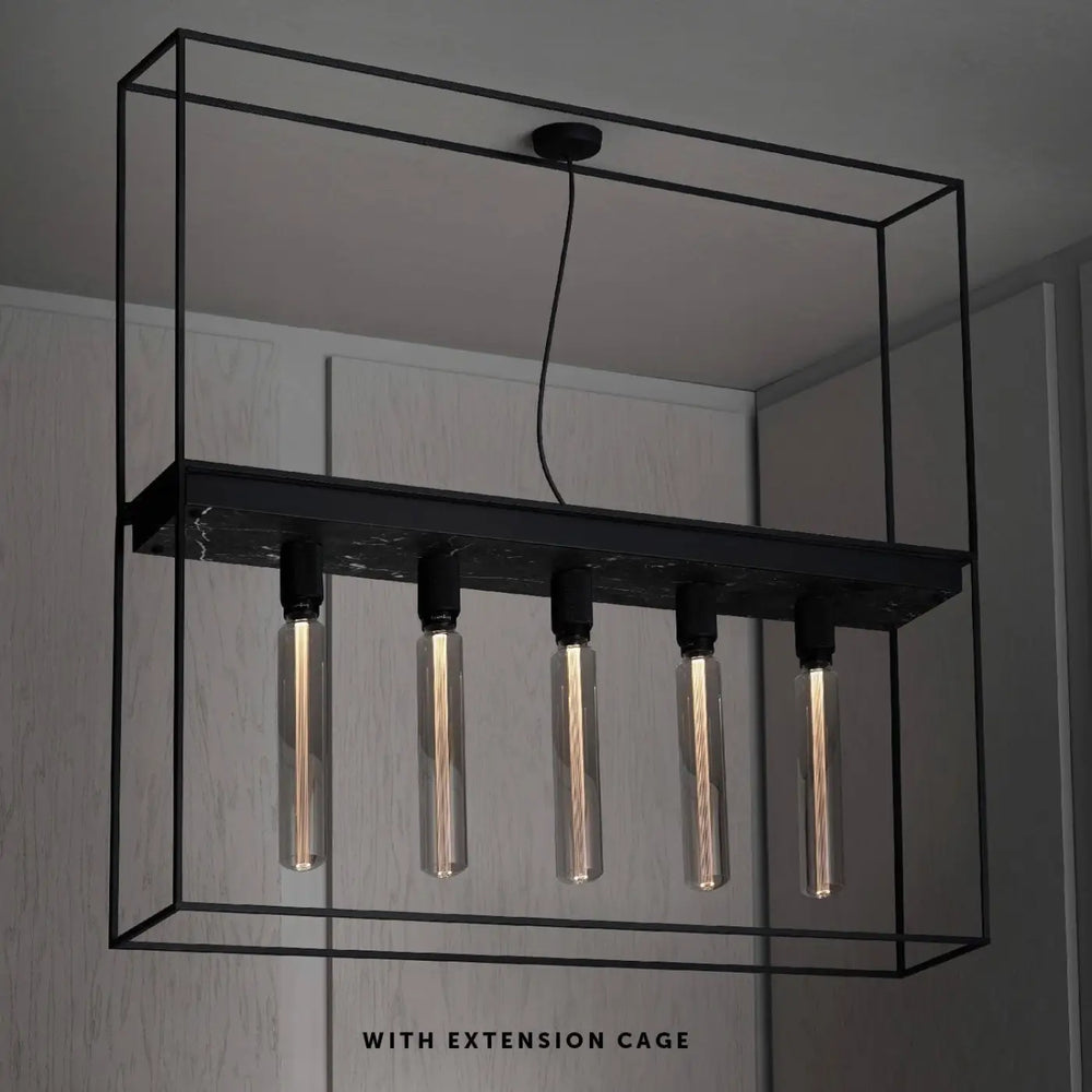 Plafonnier Caged 5.0 en marbre noir et cage en métal noir mat #couleur_noir