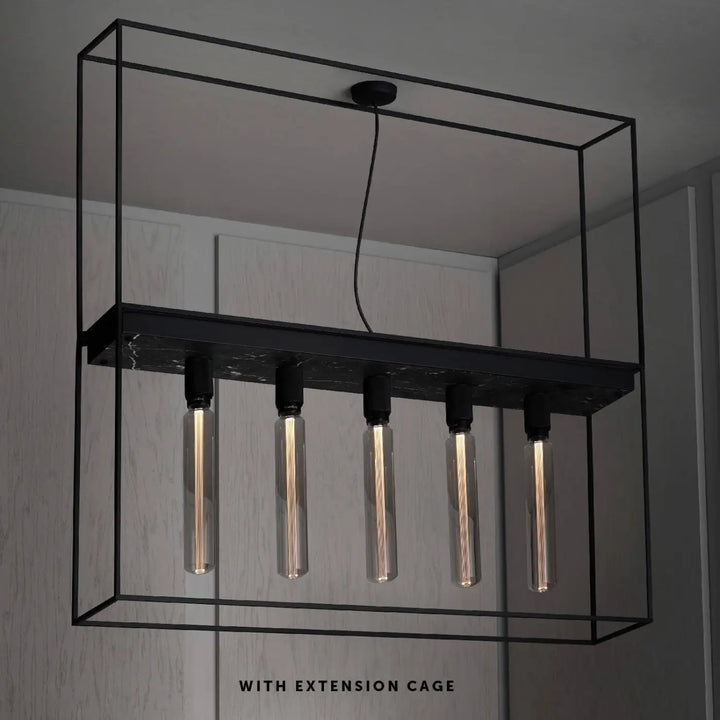 Plafonnier Caged 5.0 en marbre noir et cage en métal noir mat #couleur_noir