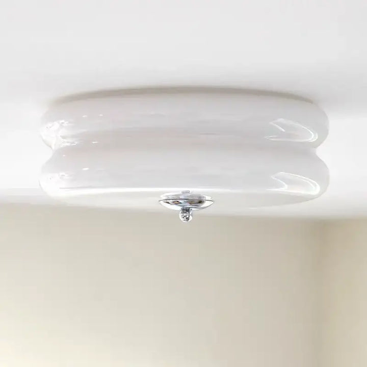 Plafonnier rétro moderne en verre épuré style années 70

