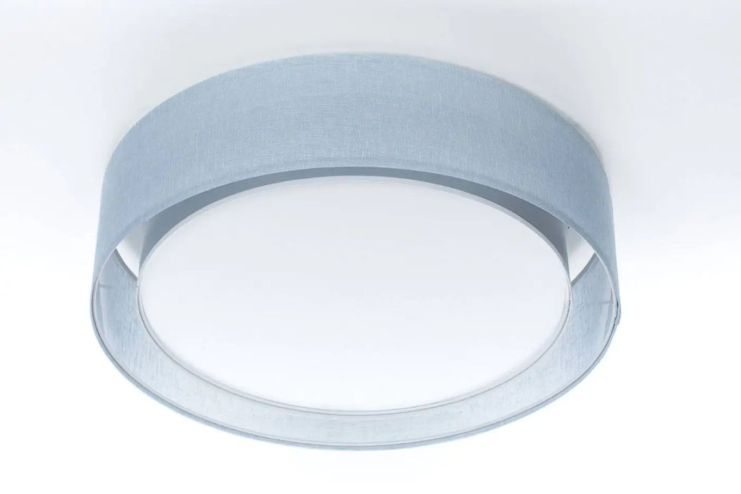 Plafonnier rond bleu clair en tissu léger pour luminaire plafonnier puro design élégant et moderne