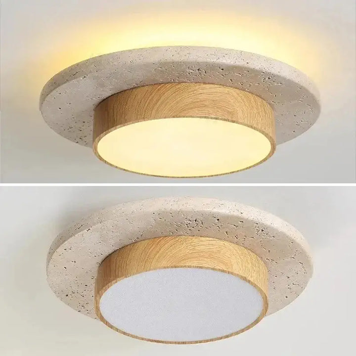 Plafonnier rond en bois au style nordique moderne naturel