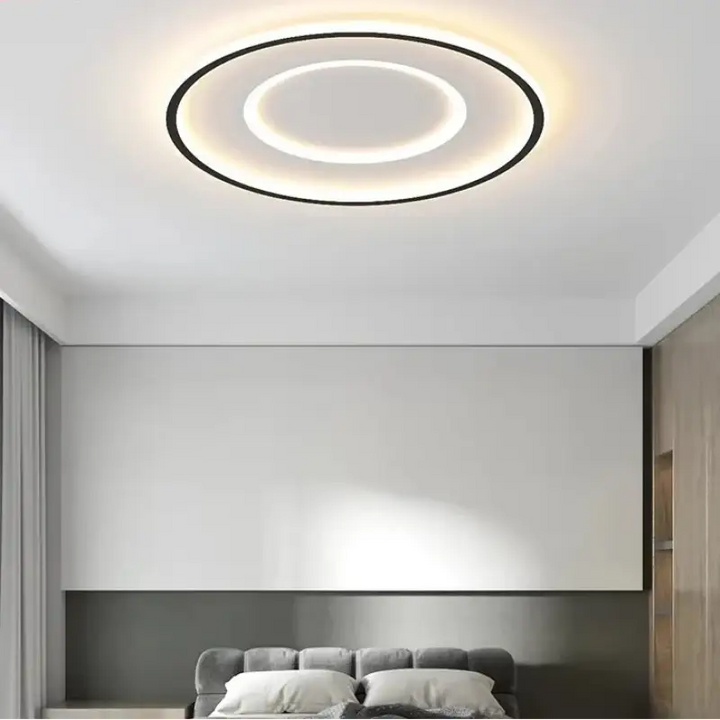 Plafonnier rond led noir élégant et économique style modern