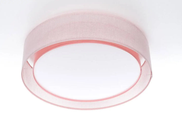 Plafonnier rond rose clair avec abat-jour en tissu texturé et bord translucide luminaire plafonnier puro