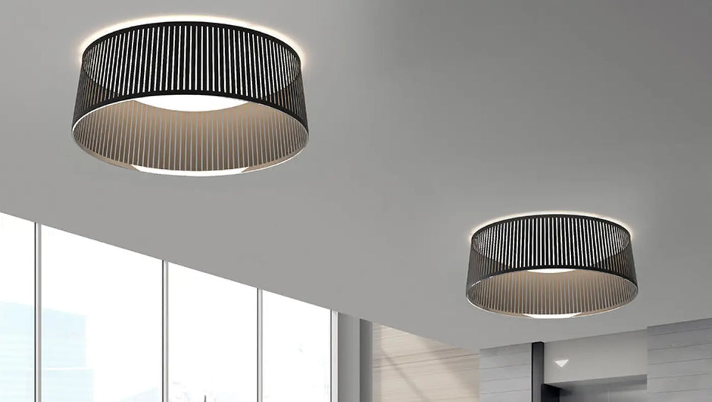 Plafonnier Solis Drum Flush dans un espace d'accueil