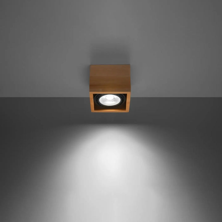 Luminaire plafonnier bois naturel allumé